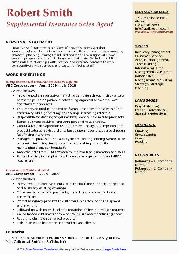 Sample Resume for Insurance Agency Marketing Insurance Sales Agent Resume Samples