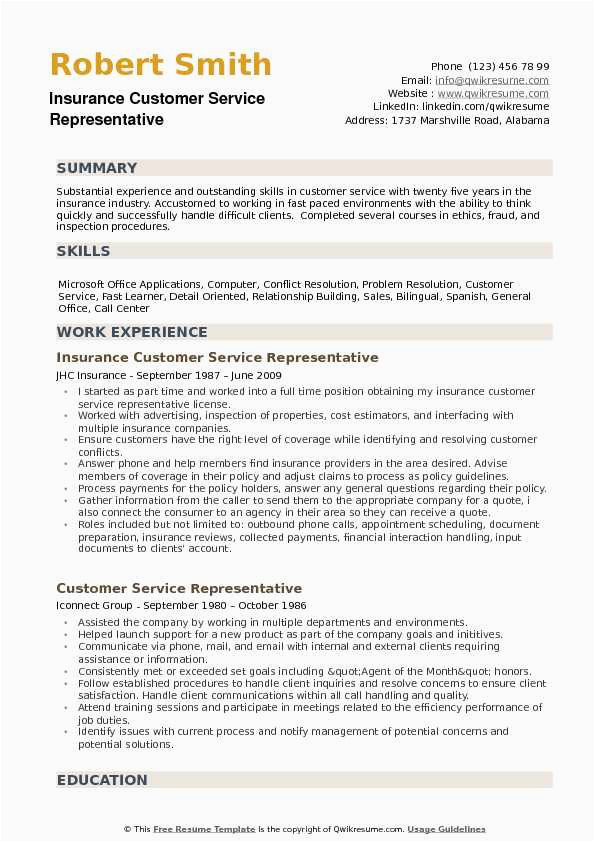 Sample Resume for Insurance Customer Service Rep Insurance Customer Service Representative Resume Samples