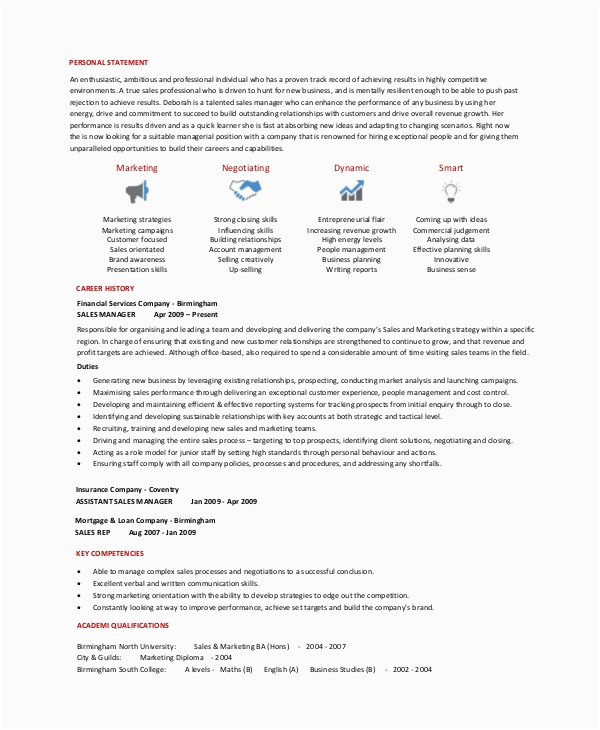 Sample Resume for Insurance Sales Executive Free 9 Sample Sales Manager Resume Templates In Ms Word