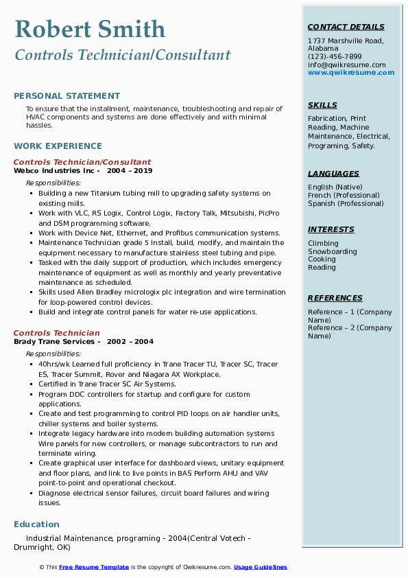 Sample Resume for Integration Support Engineer for Fax Machine Company Controls Technician Resume Samples