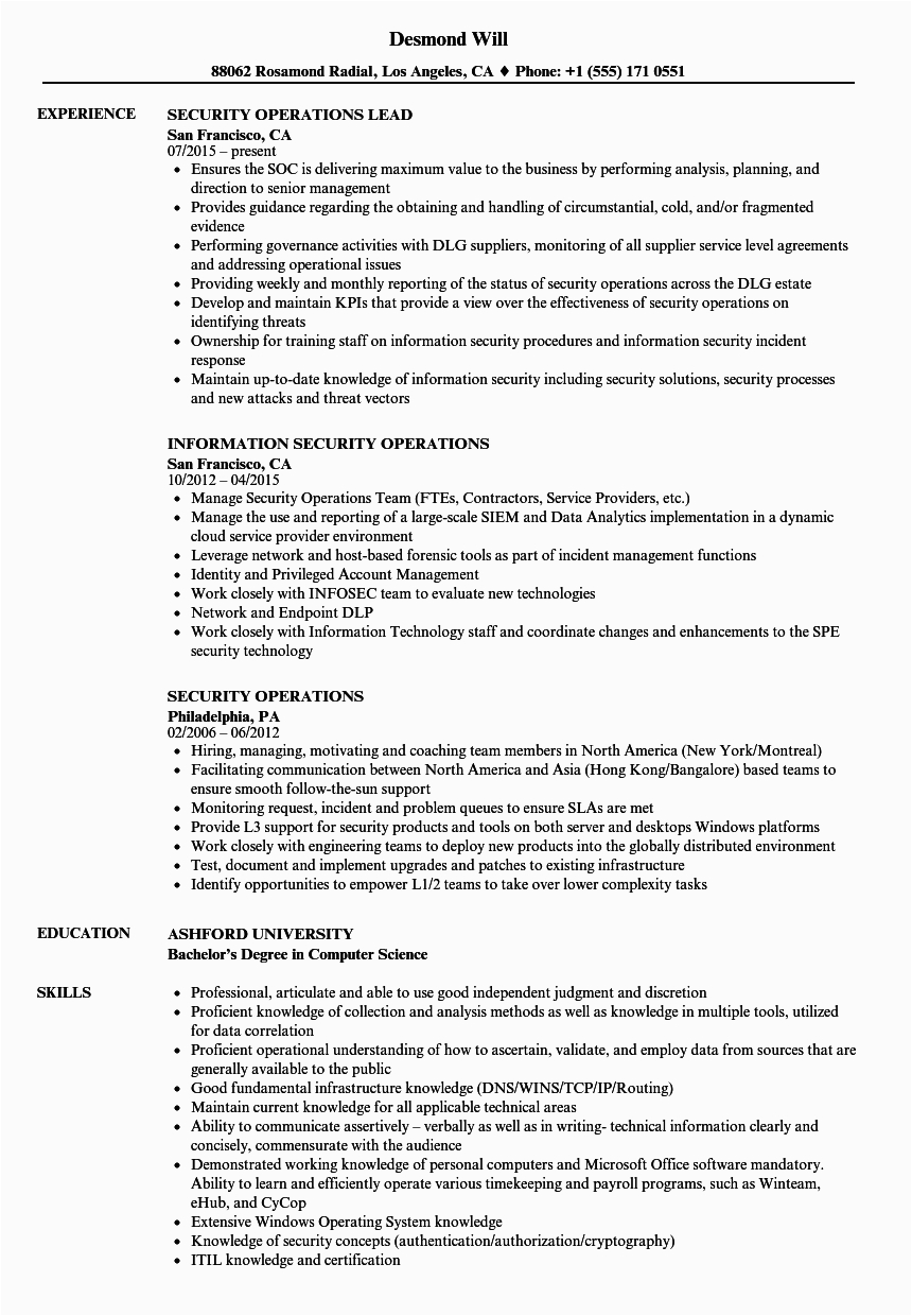 Sample Resume for Integration Support Engineer for Fax Machine Company Security Operations Resume Samples