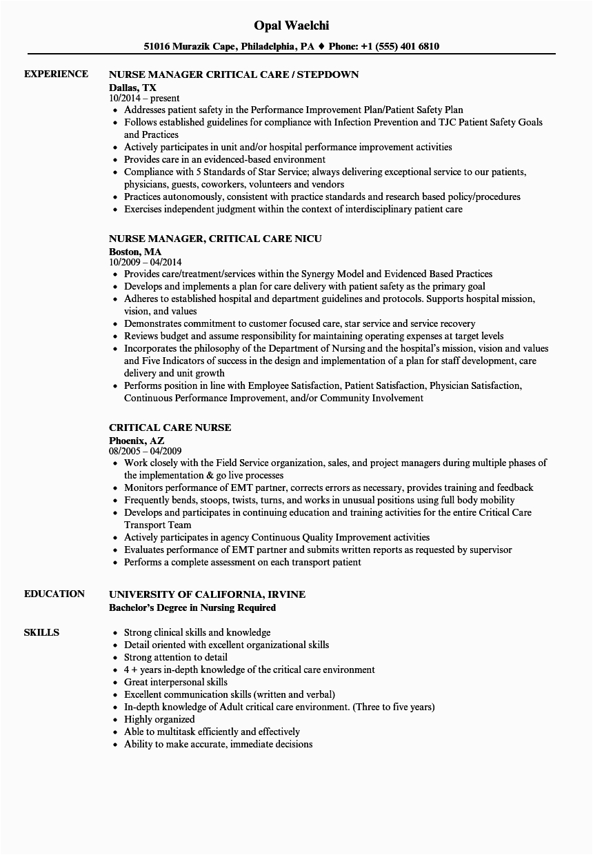 Sample Resume for Intensive Care Nurse Awesome Icu Nurse Resume Template Addictips