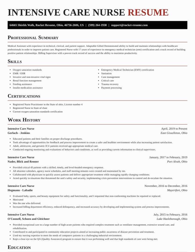 Sample Resume for Intensive Care Nurse Intensive Care Nurse Resumes