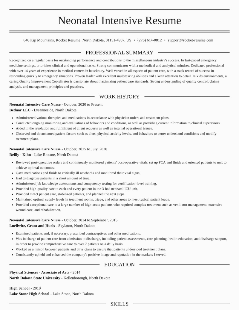 Sample Resume for Intensive Care Nurse Neonatal Intensive Care Nurse Resumes