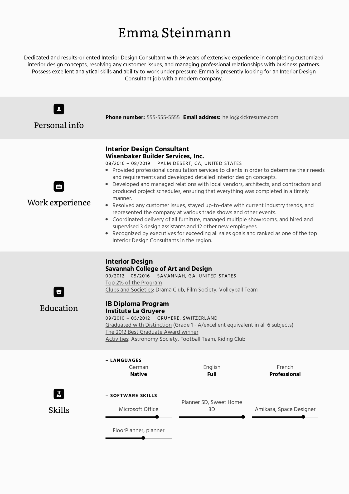 Sample Resume for Interior Design Consultant Interior Design Consultant Resume Sample