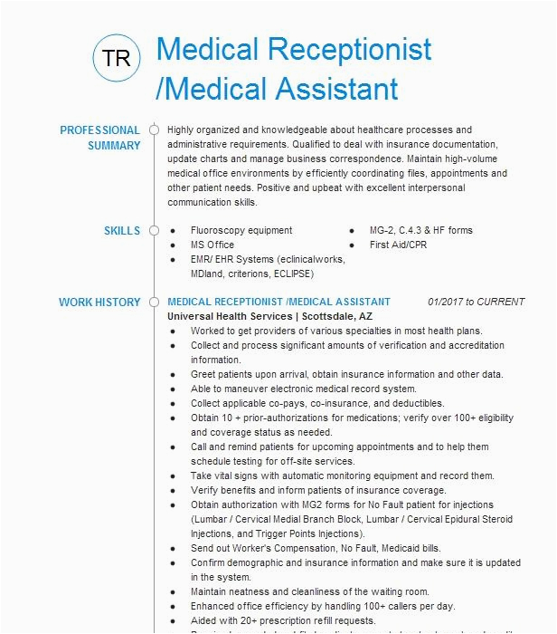 Sample Resume for Medical assistant Receptionist Medical assistant Receptionist Clerk Resume Example Oasismd Spring