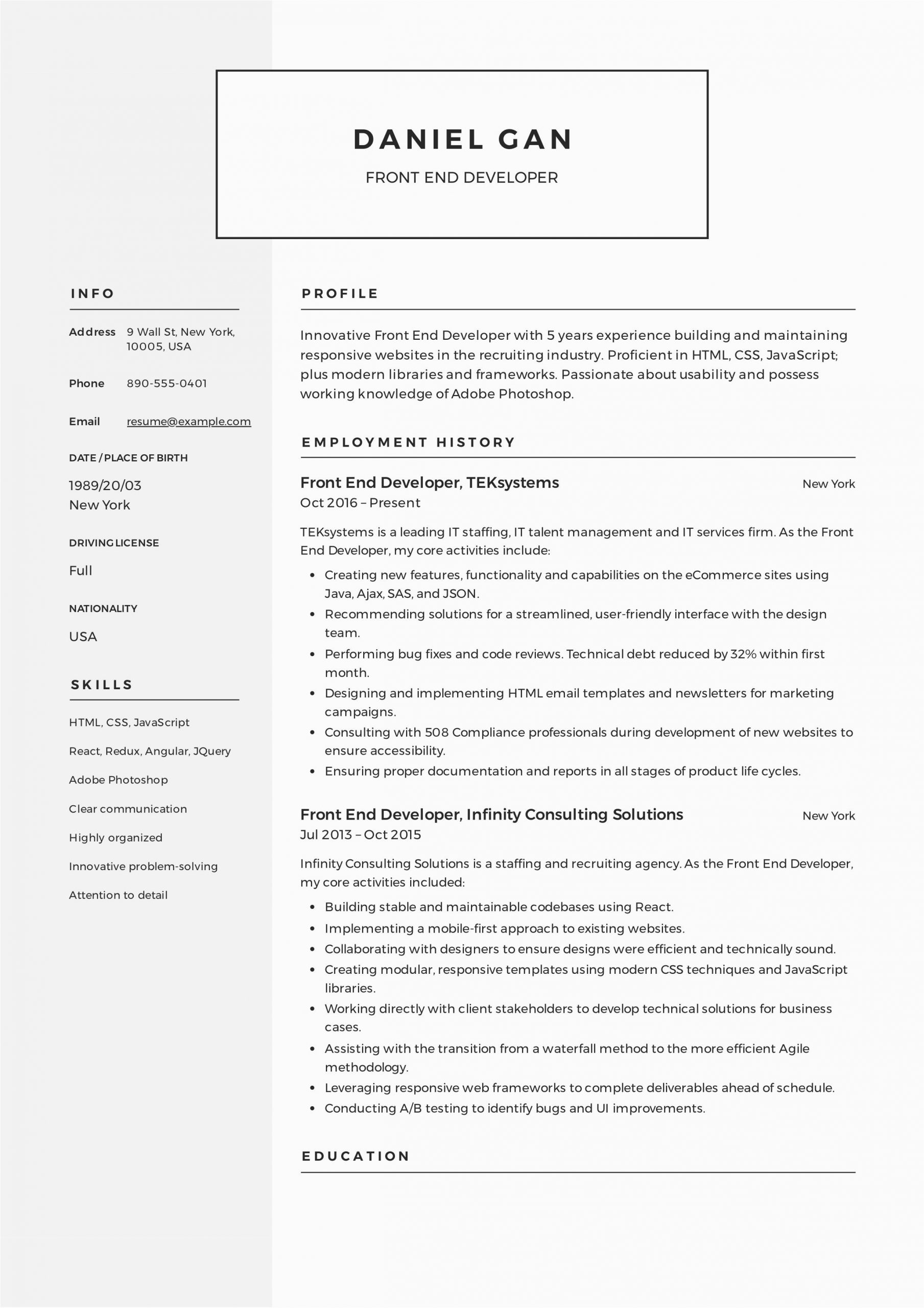 Sample Resume for Net Developer Fresher Sample Resume for Web Developer Fresher Best Resume Examples