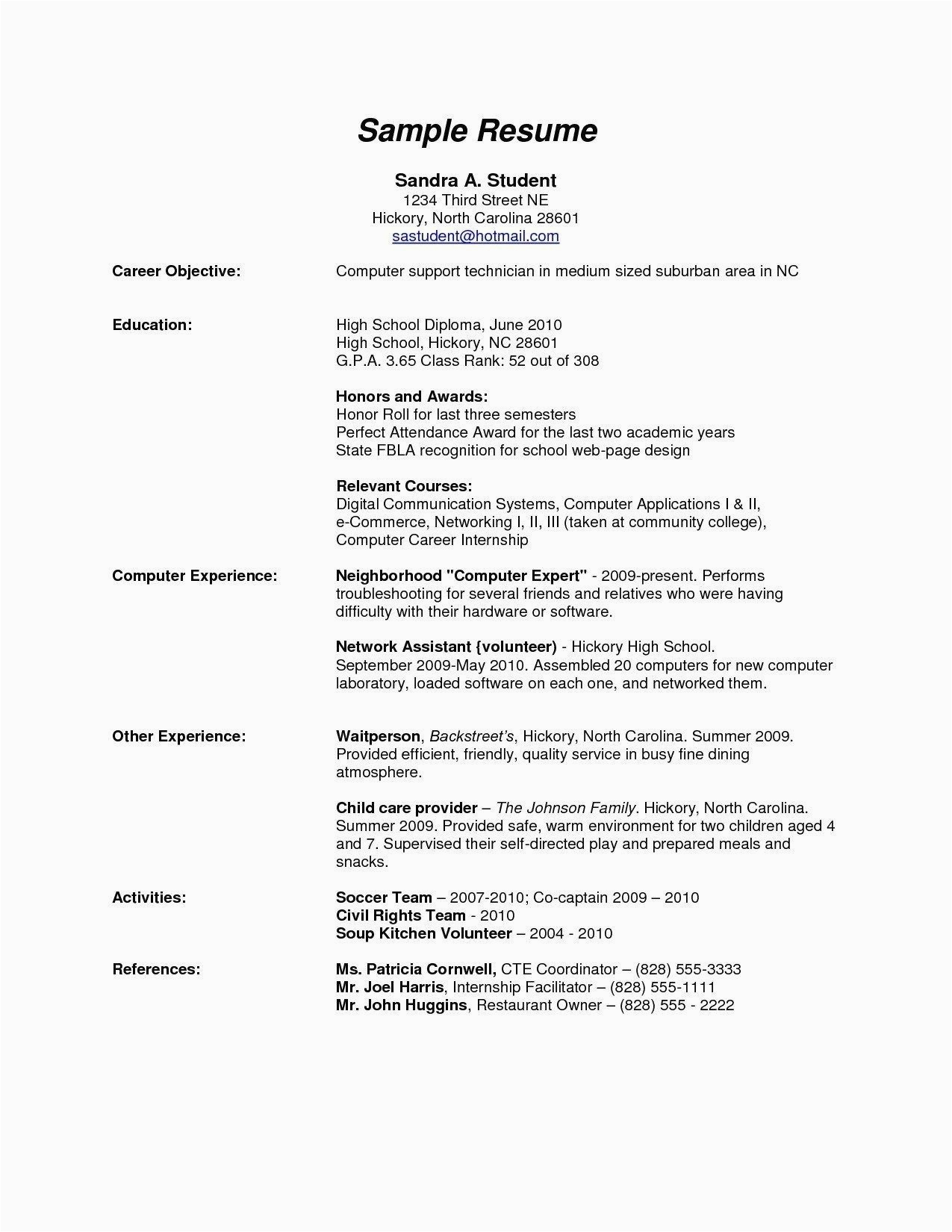 Sample Resume for New High School Graduate High School Graduate Resume Template Download – Resume