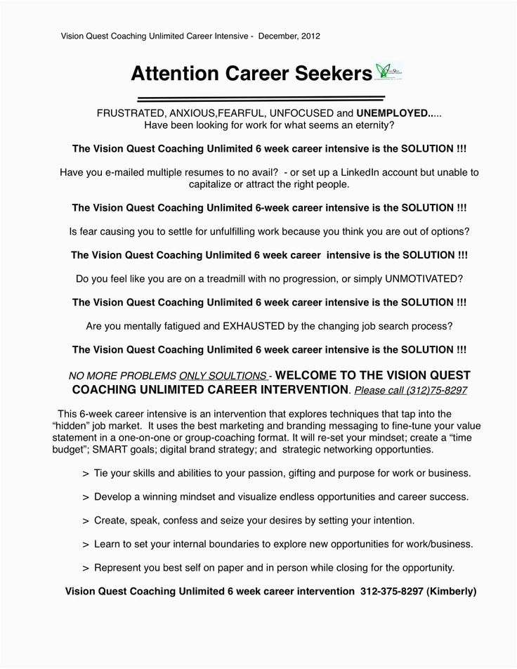 Sample Resume for New Job Seekers Career Intensive for the Job Seeker