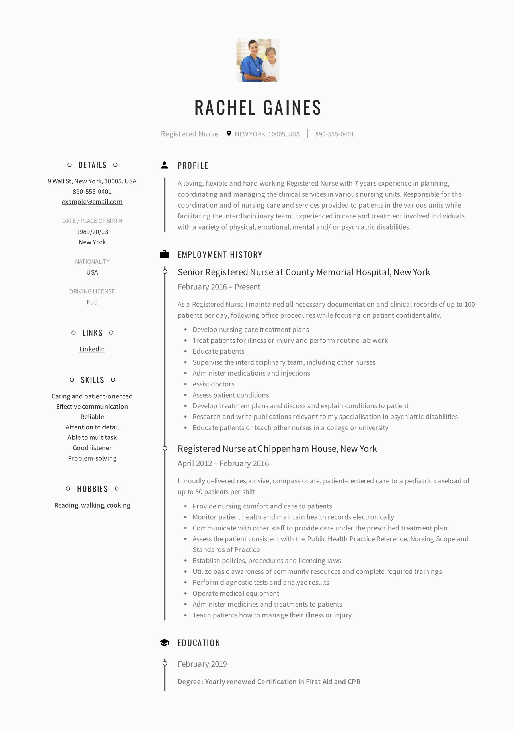 Sample Resume for Newly Registered Nurses Registered Nurse Resume Sample & Writing Guide