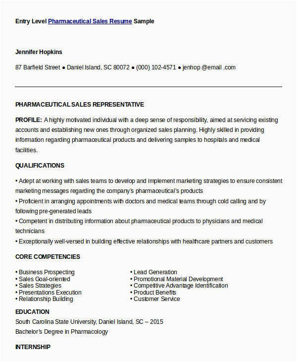 Sample Resume for Pharmaceutical Sales Entry Level Sales Resume Template 24 Free Word Pdf Documents Download