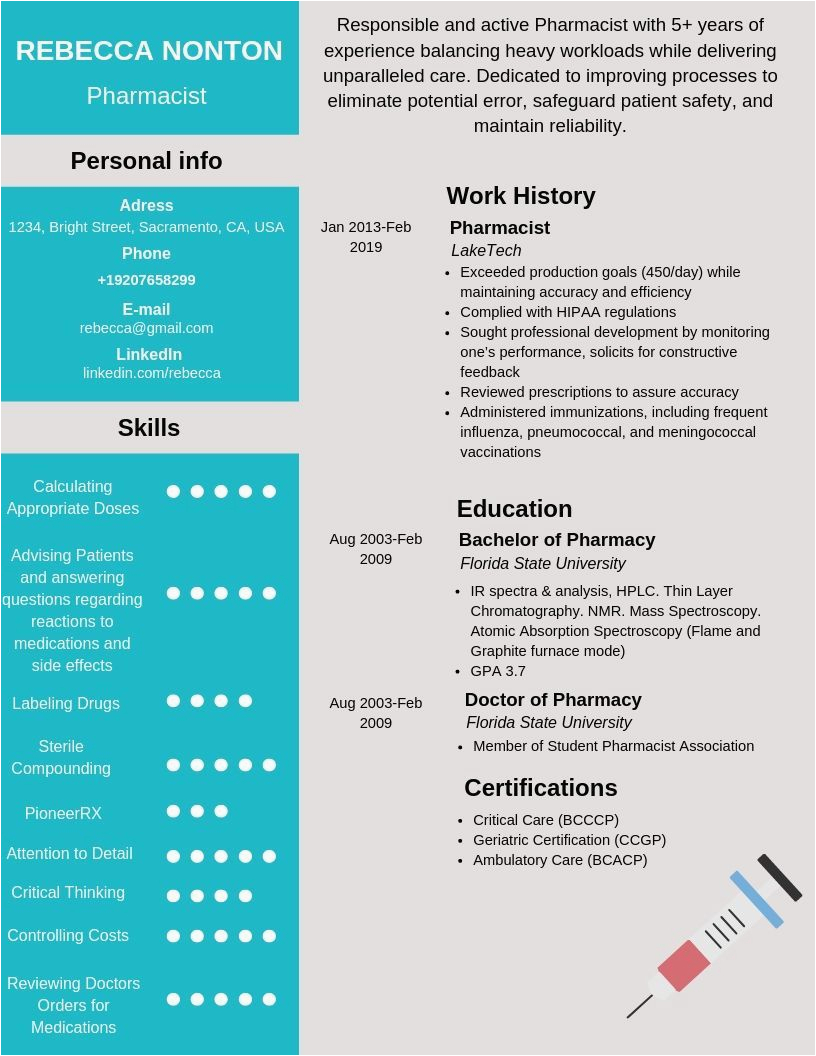 Sample Resume for Pharmacist In the Philippines Pharmacist Resume Sample Philippines Best Resume Examples