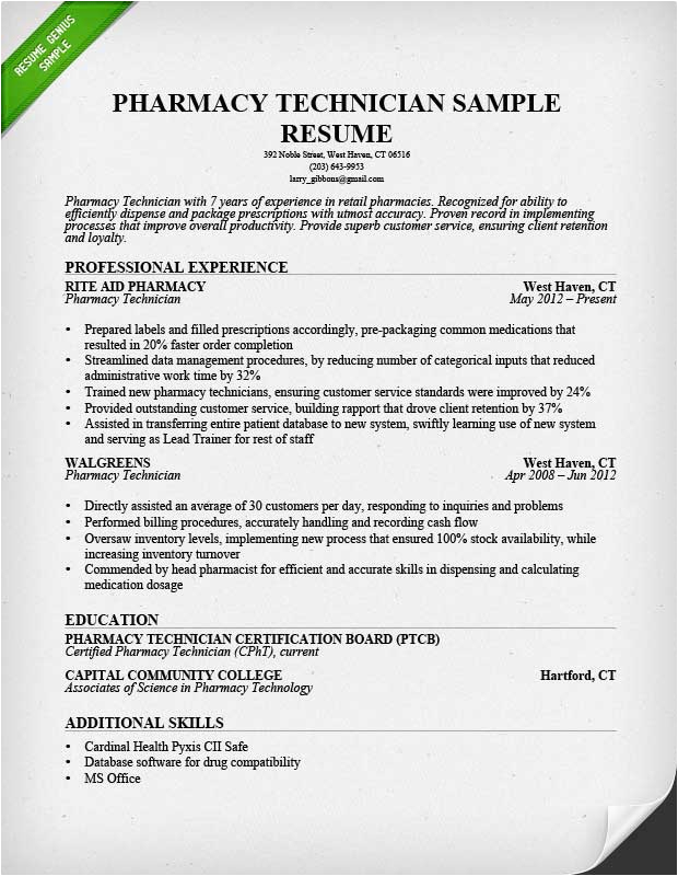 Sample Resume for Pharmacy Technician Job Sample Of Pharmacy Technician Resume