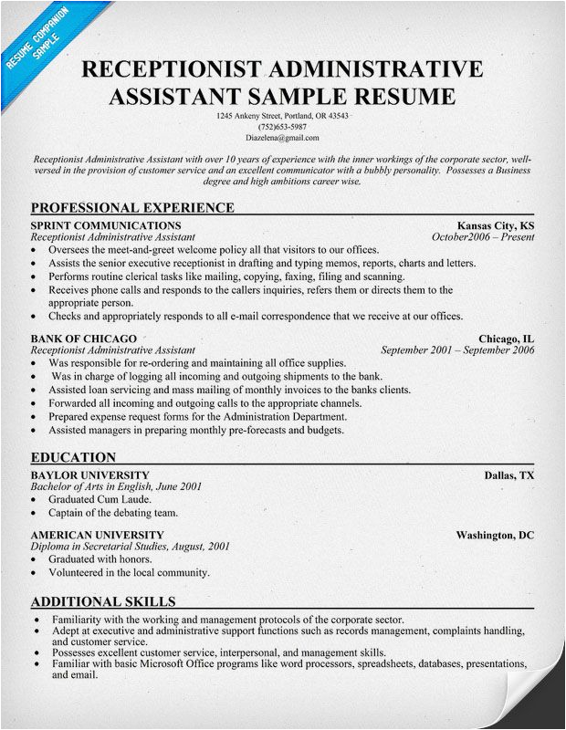 Sample Resume for Receptionist Administrative assistant Infographic Sample Resume Receptionist Administrative