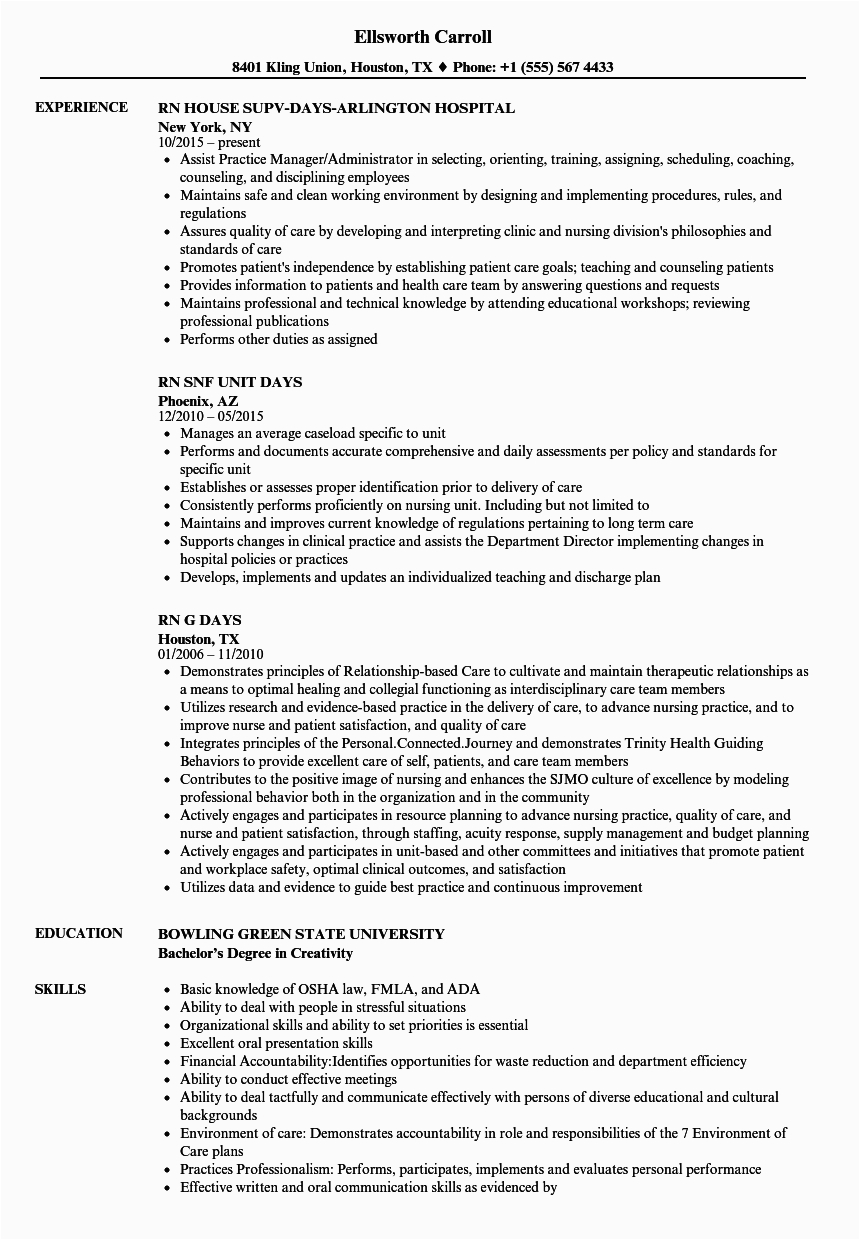 Sample Resume for Rn with One Year Experience 18 Sample Rn Resume 1 Year Experience Free Resume Templates for 2021