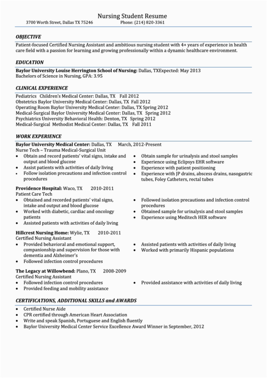 Sample Resume for Rn with One Year Experience Sample Rn Resume 1 Year Experience Best Registered Nurse Resume
