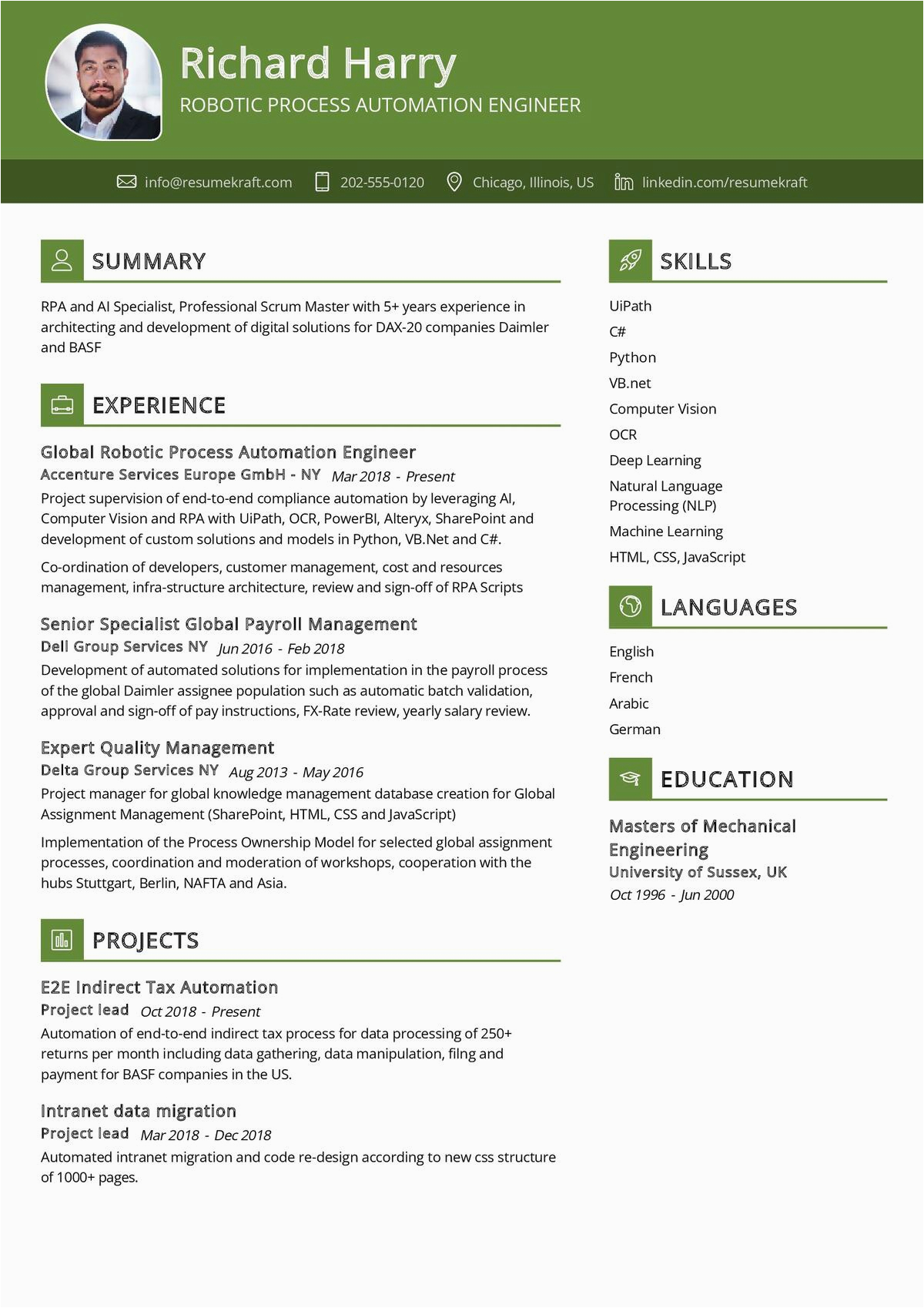 Sample Resume for Robotic Process Automation Robotic Process Automation Engineer Cv Sample 2022