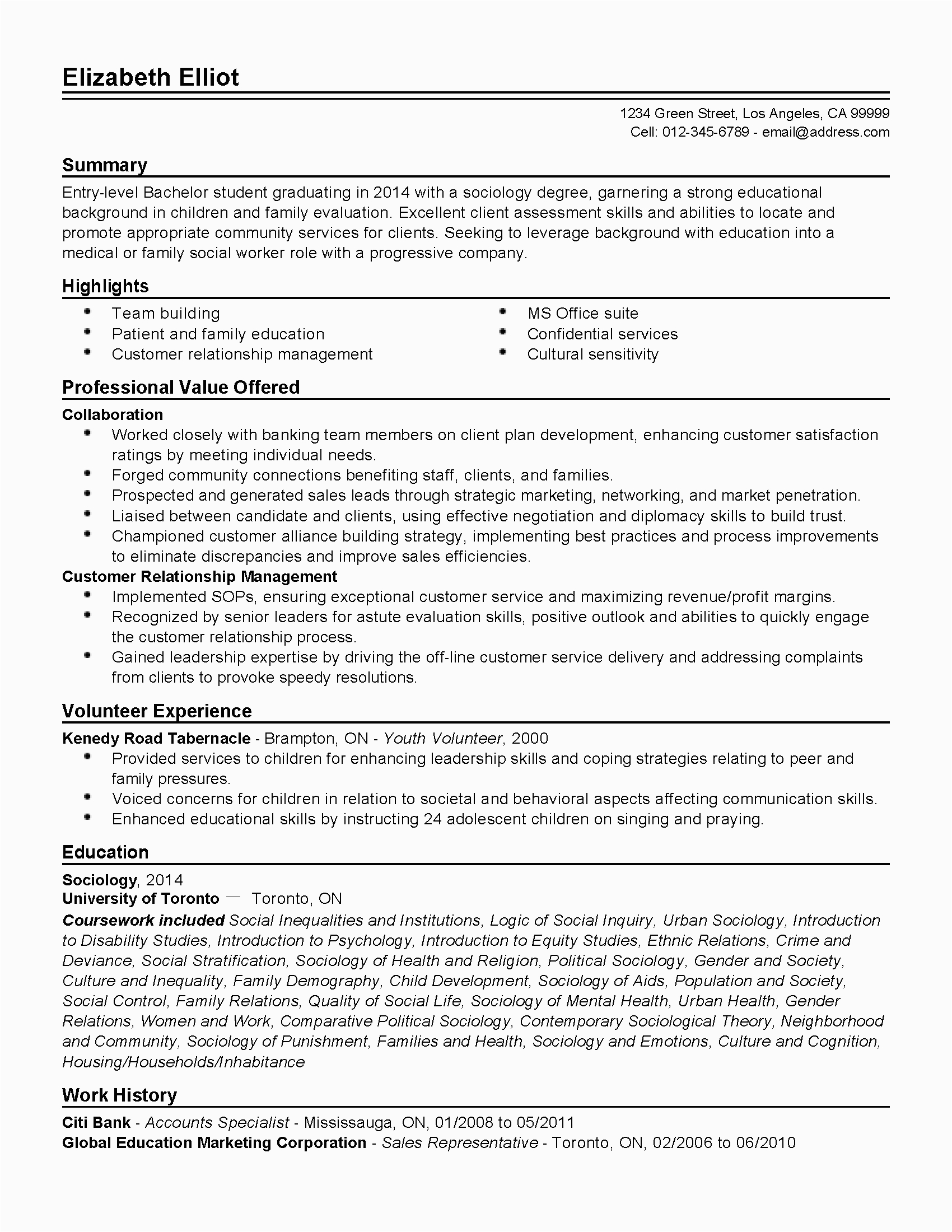 Sample Resume for social Work Student Resume Examples for social Work Students Restume