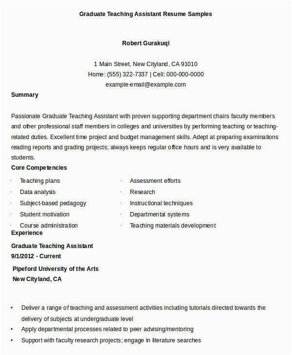 Sample Resume for Teaching assistant Graduate Free Teacher Resume 42 Free Word Pdf Documents Download