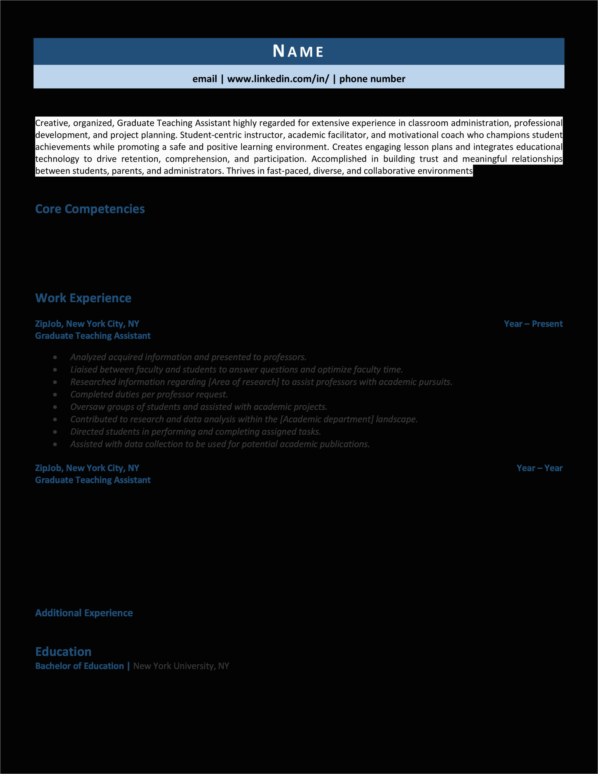 Sample Resume for Teaching assistant Graduate Graduate Teaching assistant Resume Example & 3 Expert Tips