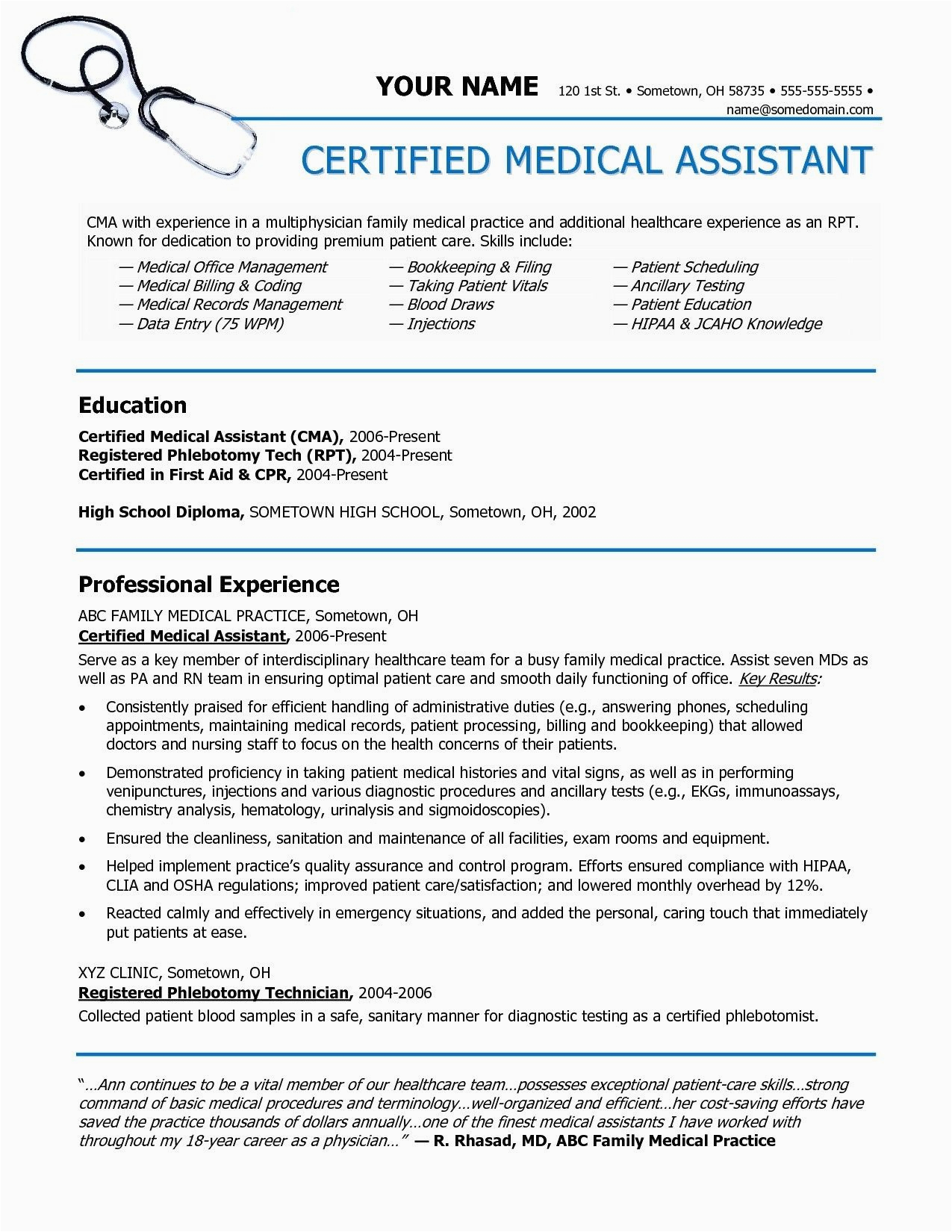 Sample Resume format for Medical Biller Medical assistant 78 Beautiful S Resume Objective Examples for Medical Coding and