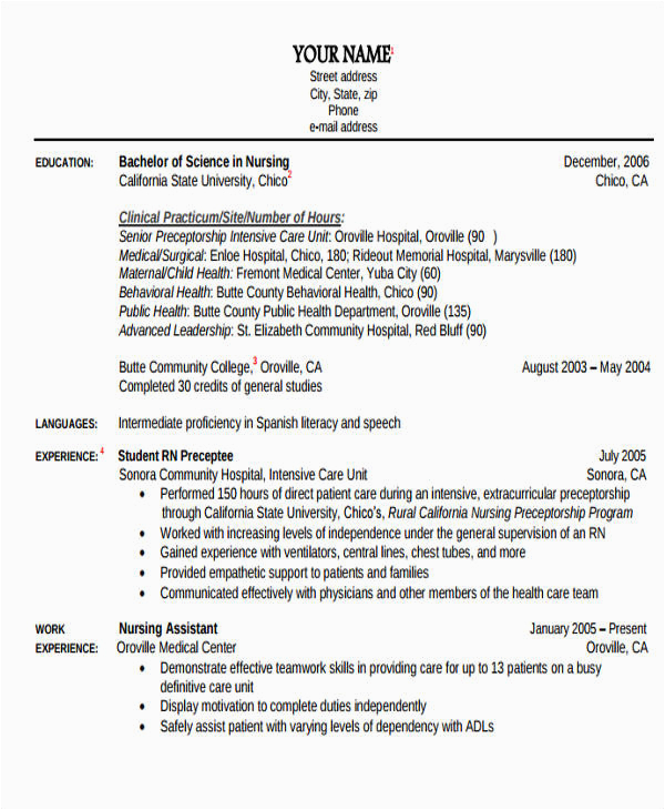 Sample Resume format for New Nurses Free 7 Sample New Nurse Resume Templates In Ms Word