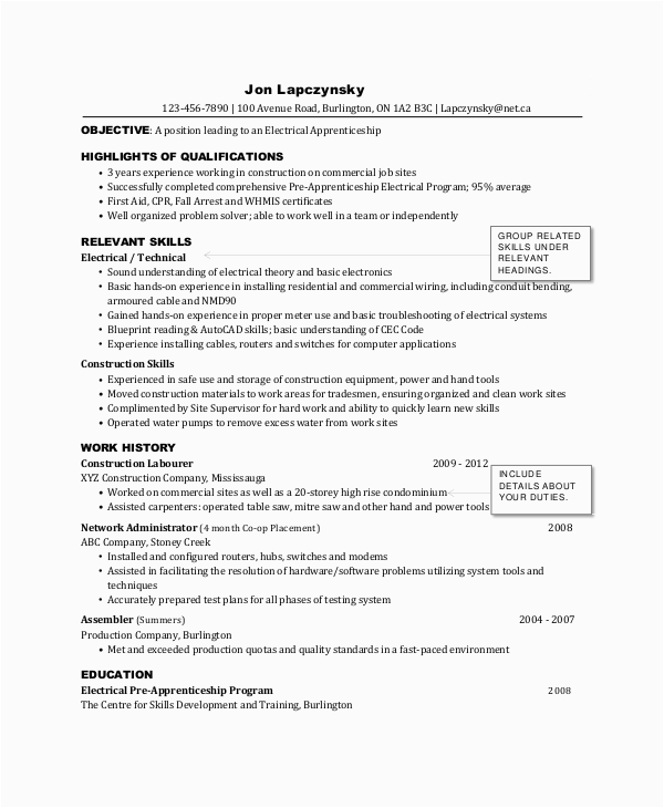 Sample Resume Objective for Electrician Apprentice Free 9 Sample Electrician Resume Templates In Ms Word