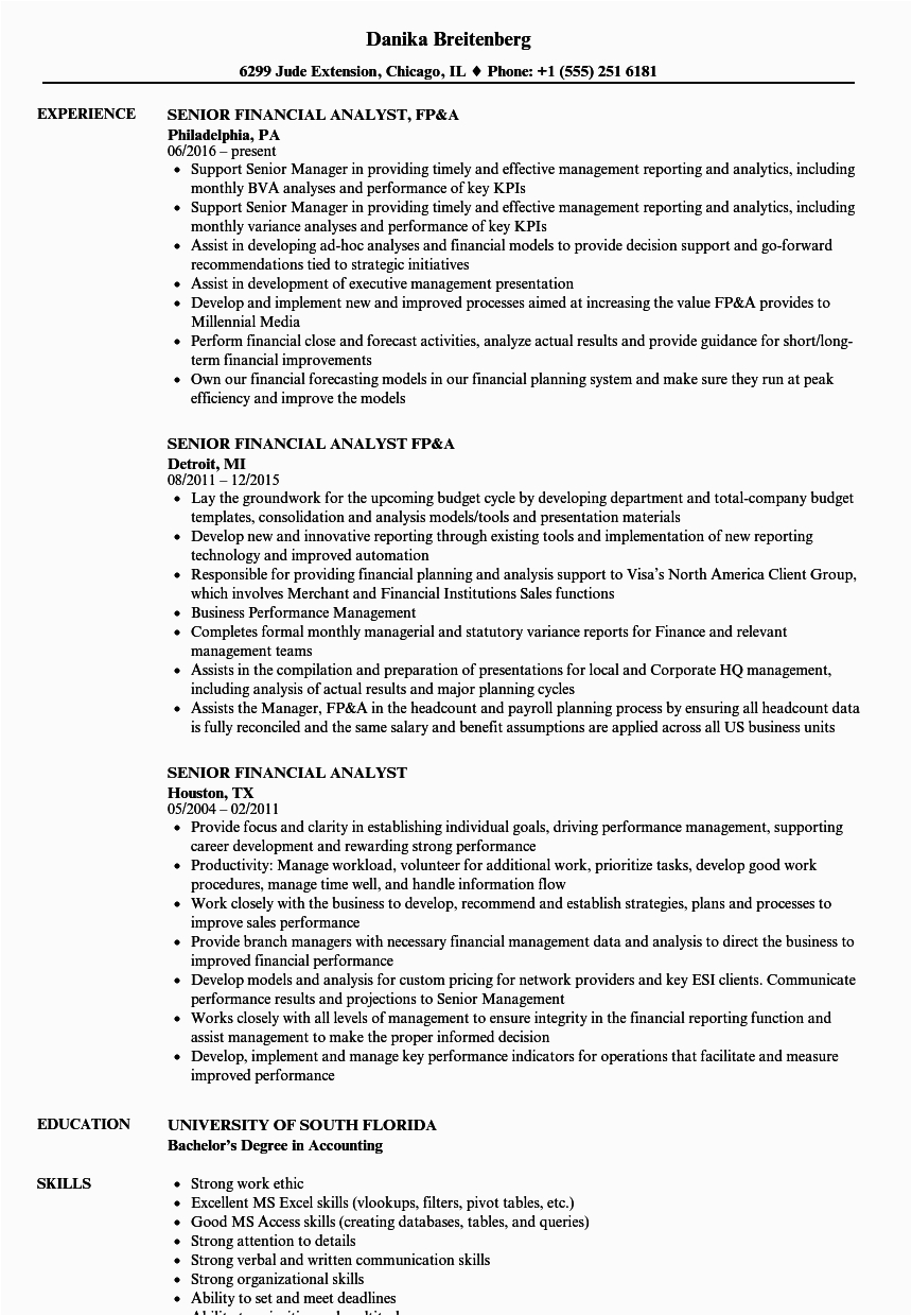 Sample Resume Objective for Financial Analyst Financial Analyst Resume