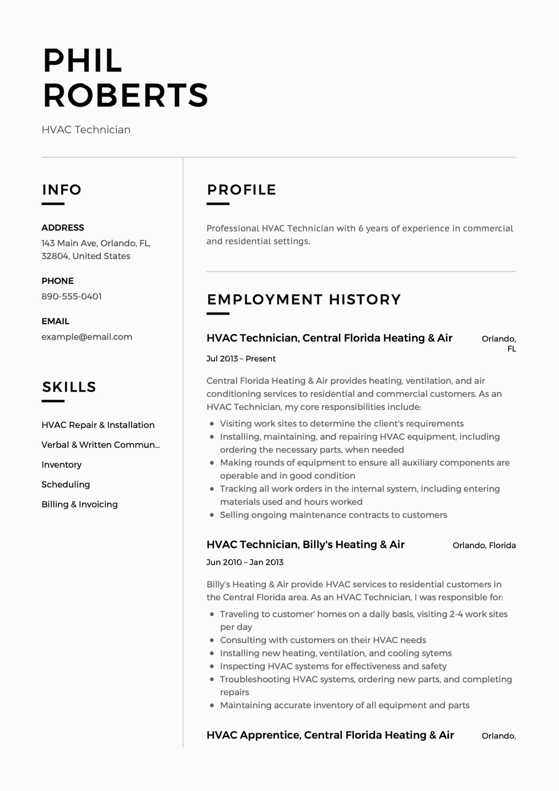 Sample Resume Of Air Conditioning Technician Hvac Technician Resume Guide & Sample – Resumeviking