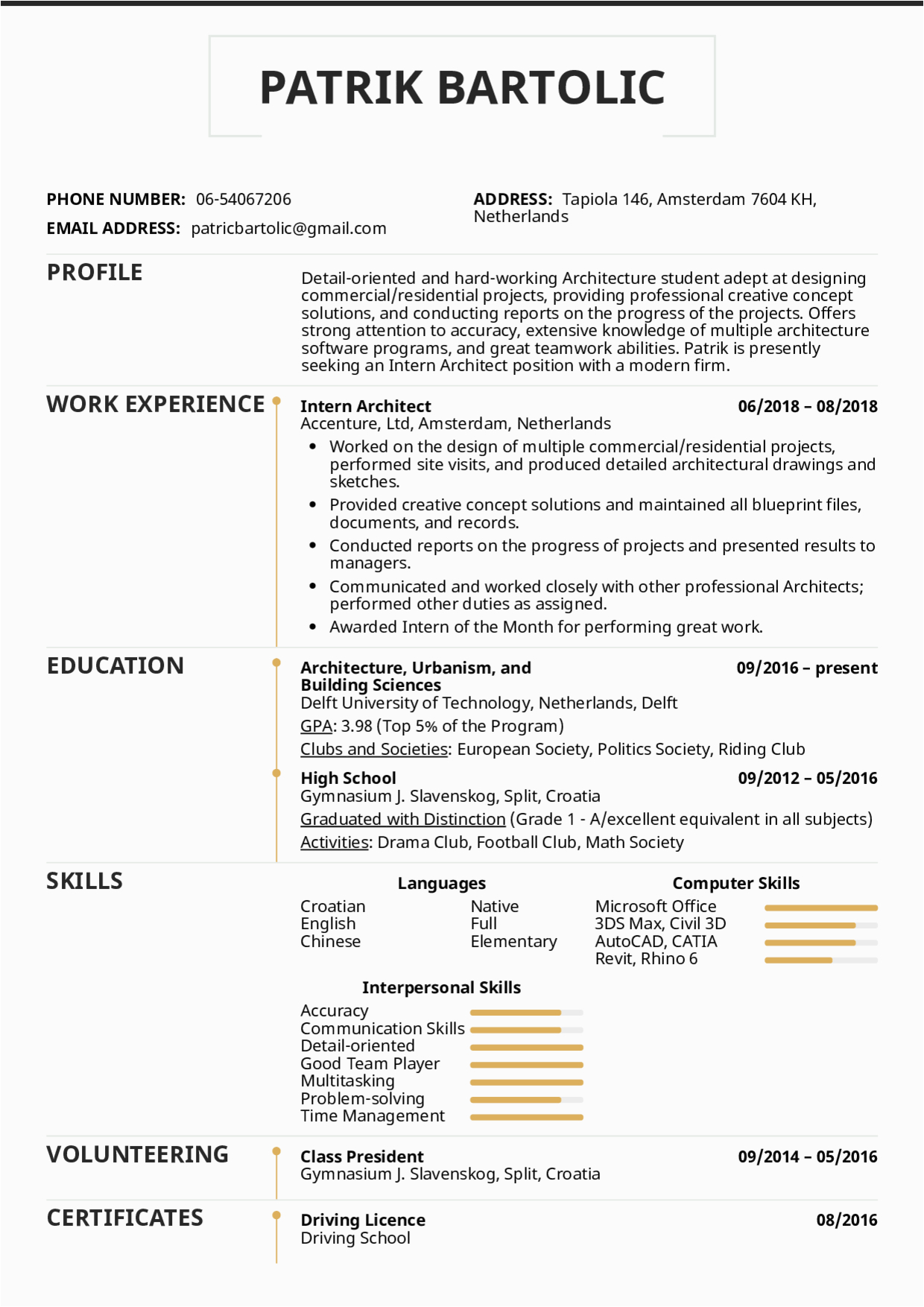Sample Resume Of An Architecture Student Architecture Student Resume for Internship Dinosaurdiscs