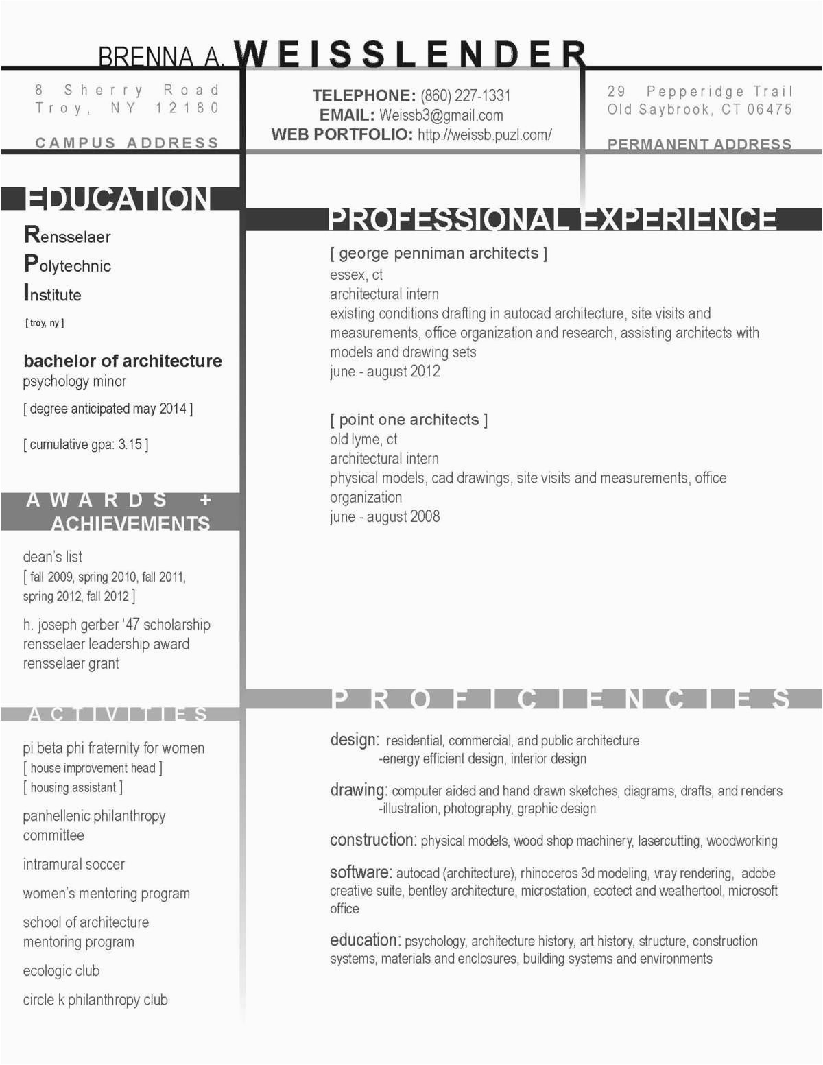 Sample Resume Of An Architecture Student Resume format Resume format for Architecture Students