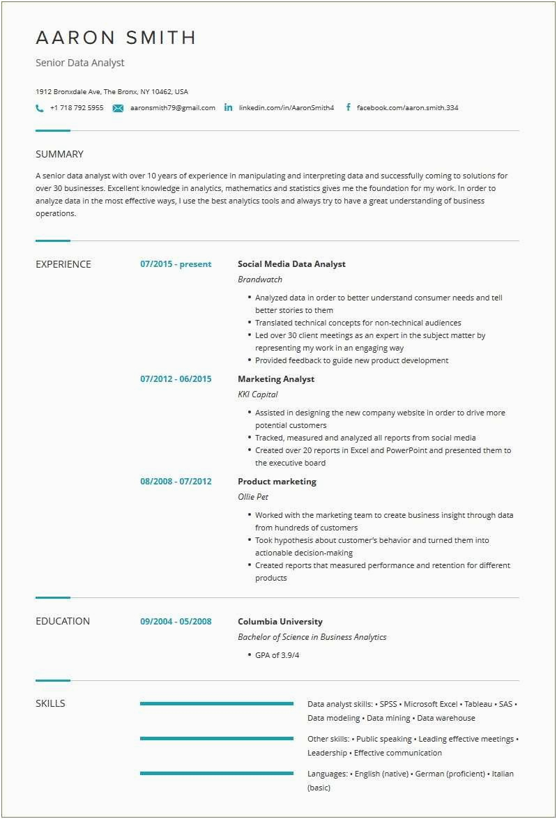 Sample Resume Of An Excel Analyst Sample Resume Excel Data Analyst Resume Example Gallery