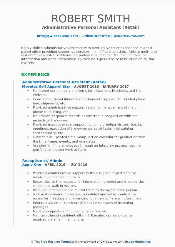 Sample Resume Personal assistant No Experience Sample Resume for Fice assistant with No Experience Best Resume