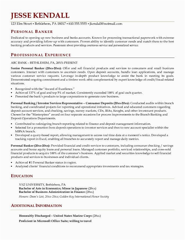 Sample Resume Personal Contribution Statement Example Bankers Resume Sample Personal Banker Examples Bankers Pdfsdocnts X