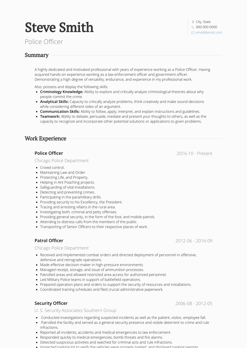 Sample Resume to Become A Police Officer Police Ficer Resume Samples and Templates