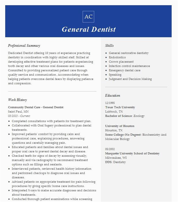 Sample Resumes for Dental Community Health Worker General Dentist Resume Example Veterans Health Administration