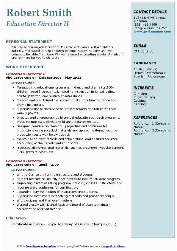 Sample Resumes for Director Of Education Education Director Resume Samples