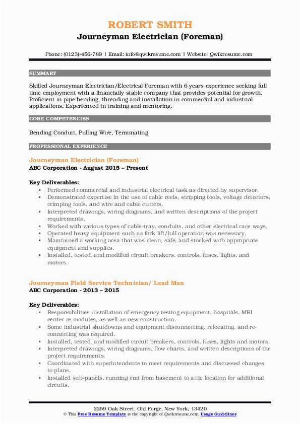 Sample Resumes for Director Of Operations at Electric Company Journeyman Electrician Resume Samples