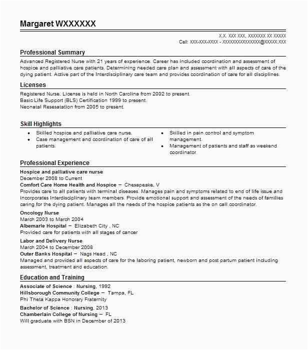 Sample Rn Resume for Hospice Positions Hospice Nurse Resume