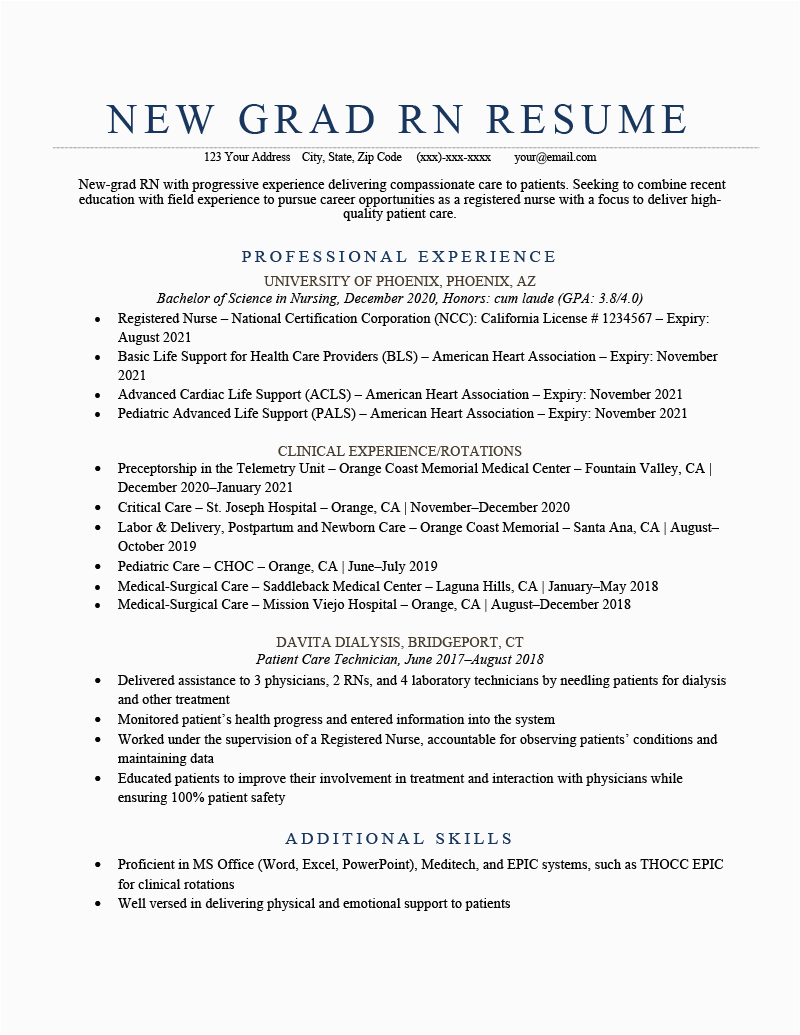 Sample Rn Resume for New Graduates New Grad Rn Resume [sample & How to Write]