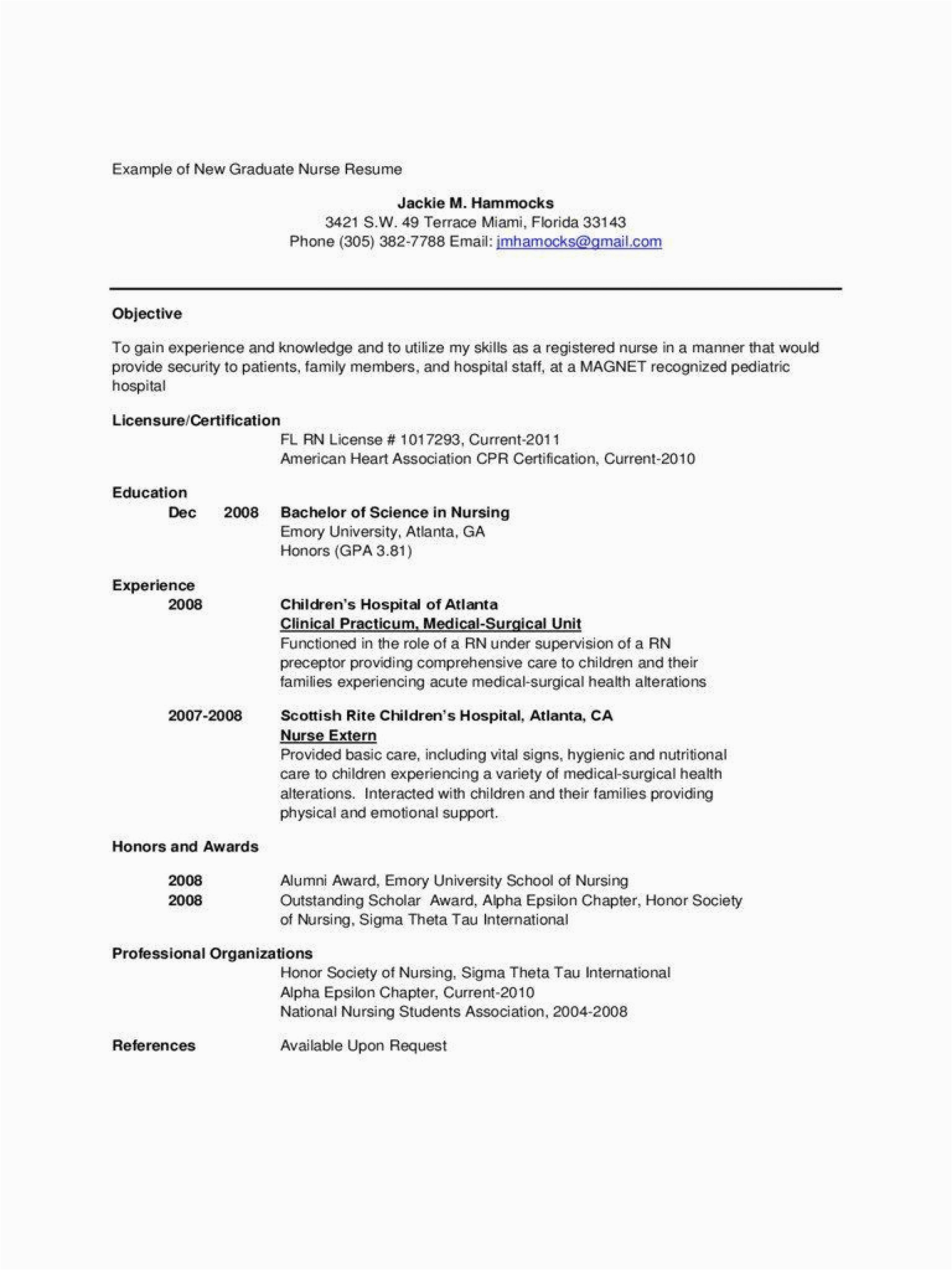 Sample Rn Resume with No Experience New Grad Rn Resume with No Experience Template Addictionary