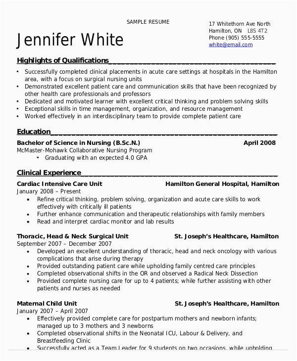 Sample Rn Resume with No Experience Nursing Student Resume with No Experience™