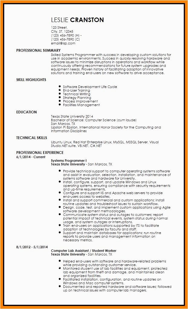 Sample Rntry Level Resume On Computer Engineerng Entry Level Programmer Resume Luxury 7 Cv Programmer Template In 2020