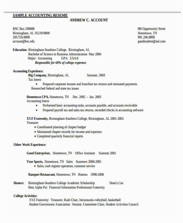 Sample Sales and Use Tax Resume Free 28 Accountant Resume Templates In Ms Word Pages