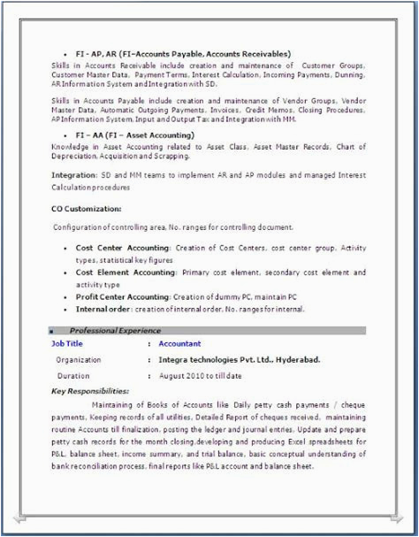 Sap Abap Sample Resume for 4 Years Experience Sample Resume 4 Years Experience