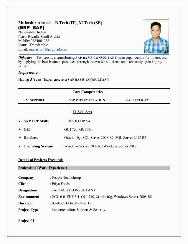 Sap Basis 3 Years Experience Sample Resume Resume format 3 Years Experience and the Eighth Day God Created