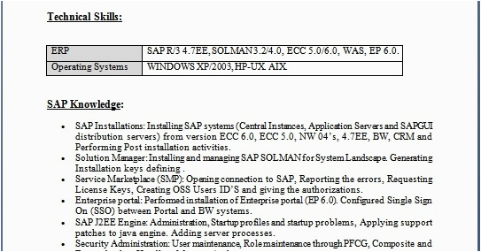 Sap Basis Sample Resume for 2 Years Experience Sap Basis Consultant Resume with 2 Years Work Experience In Word format