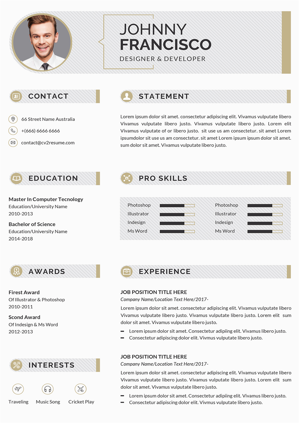 Simple Creative Resume Template Free Download Creative Clean Resume Cv Template Word format to Download