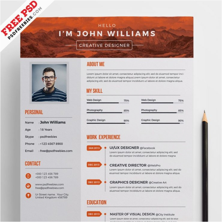 Simple Creative Resume Template Free Download Free Creative Resume Template Psd – Download Psd