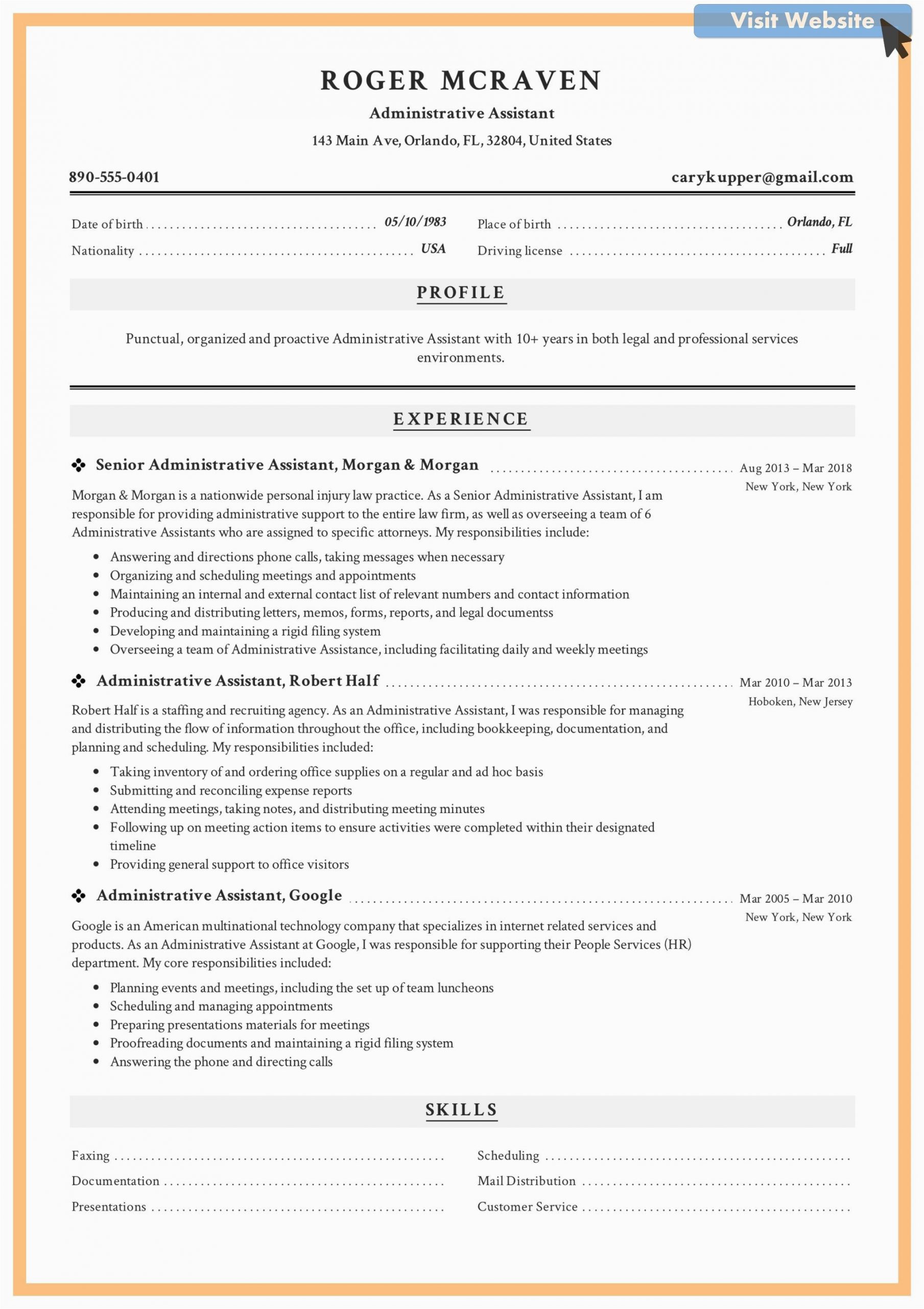 Skills Based Resume Template Administrative assistant Best Executive assistant Resume Samples Good Resume Examples